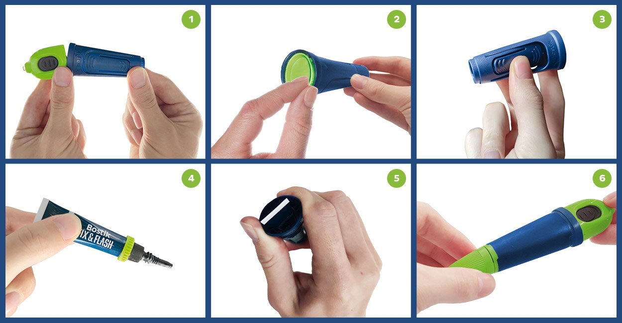 Bostik DIY Greece Repair Assembly Fix & Flash Pen Refill Instruction