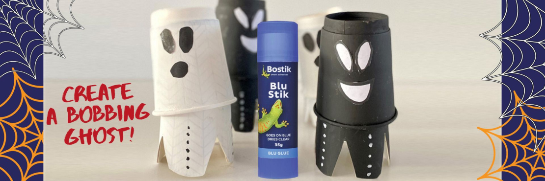 Bostik DIY Singapore Stationery Craft Blu Stik tutorial halloween bobbing ghosts banner