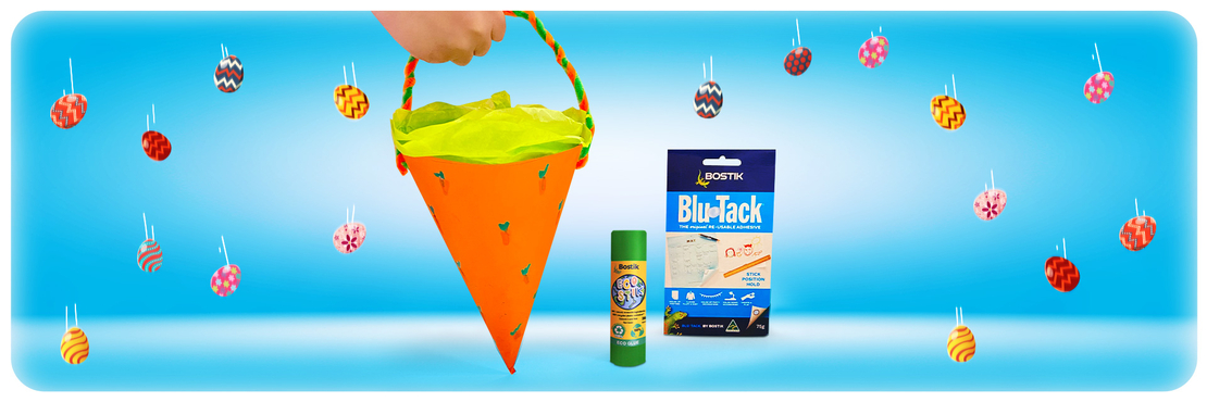 Bostik DIY New Zealand Stationery Craft Eco Stik tutorial Easter Carrot Basket banner 1920x640
