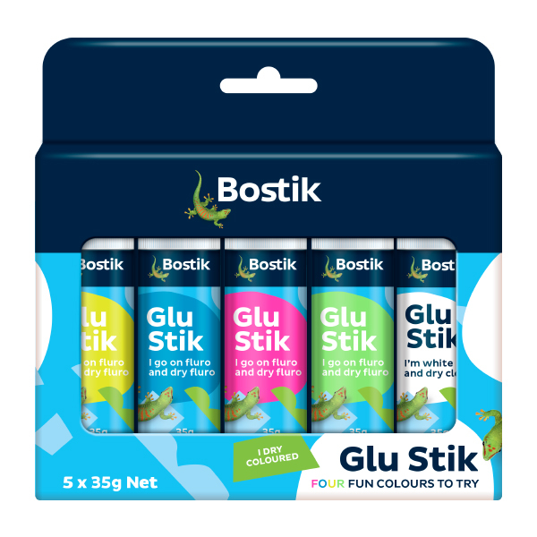 BOSTIK DIY AUSTRALIA RAINBOW GLU STIK 35x5G PACK